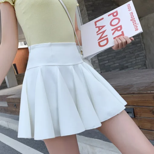 kf S719ce7c2b2734019bcc4c1c7466391c66 Korean Style Women s Pleated Skirt Mini High Waist Japanese Wardrobe Malfunction proof Dancing Skater Skirt