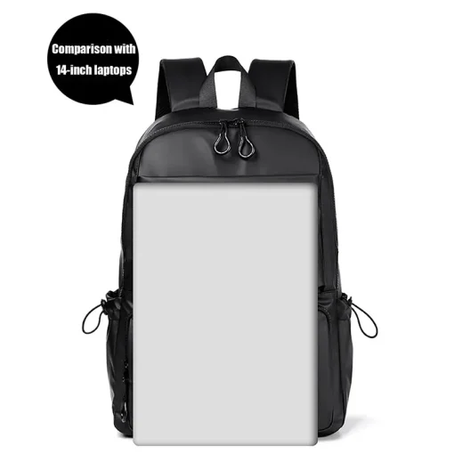 kf S7418a37e3a364888ab65a024931f17da4 A 14 Inch Men s Backpack Large Capacity Travel Leisure Solid Color Pu Computer Backpack Fashion