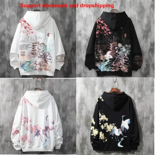 kf S74774079a08e4e4b801e069679a5cf54o Wholesale DropShipping Anime Hoodies Sweatshirts Chinese Style Black Hoodies Harajuku Oversized Pullovers Sweatshirts CS455