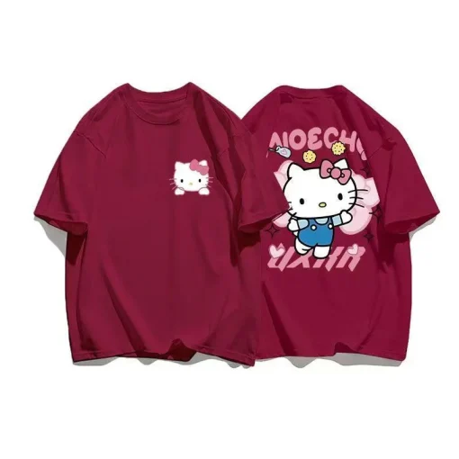 Summer Hello Kitty Casual T-shirt for Women – Loose Fit, Korean Y2K Streetwear - Image 3