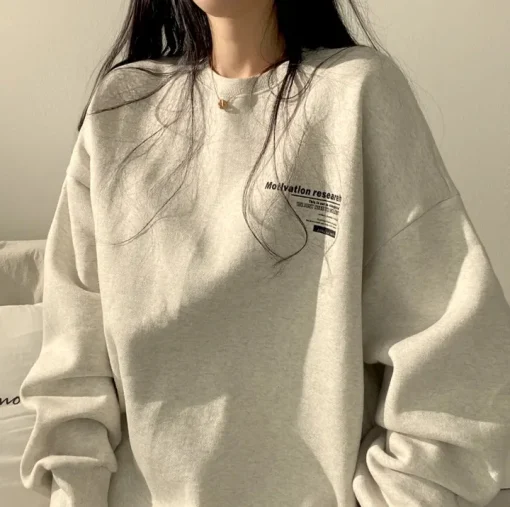 kf S76d5e743652b453f99d39a6bada18d2bX New Oversized Hoodie Women Sweatshirts Long Sleeve Hoodies Casual Letter Print Loose Pullovers Harajuku Sweatshirt Female