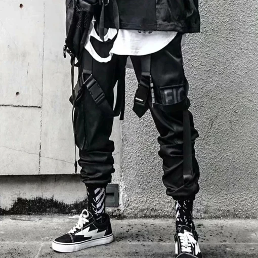 Men's Cargo Joggers – Hip Hop Style Techwear Pants with Hit Color Pockets