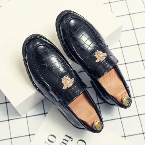 kf S78184ed704ab4377a175adf43ffa3d29w Black men s leather shoes designer loafers pointed toe brogues business men s formal wear brand