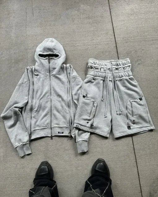 kf S7e2508358aed4fedac12666aea9c172a0 Man Hoodie Set Shorts Y2k Cargo Style Pocket Fashion Casual Two Piece Basketball American Harajuku Gothic