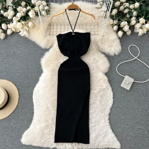 Chic Fashion Sexy Package Hips Split Knitted Summer Dress | Slim Elastic Bodycon Party Dress for Women | Streetwear Outfit 2025 - Image 4