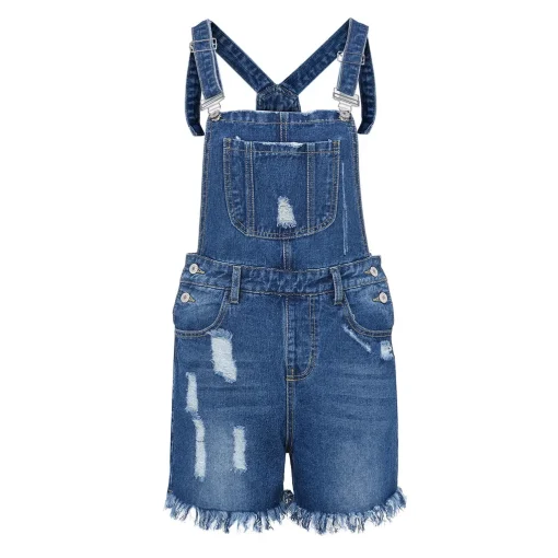 kf S8207d59521dd4739a4511b147d23c52bG Sexy Ripped Hole Denim Overalls Women 2023 Summer Jumpsuit Female One Piece Jeans Playsuit Straps Shorts