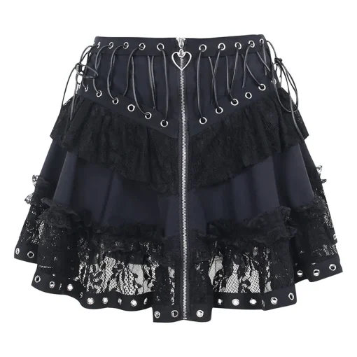 kf S83dc61d00d0b4b568d3ef58ec1c4ac0bu Streetwear Gothic Lace Skirt Women Emo Alternative Y2k E girl Lolita High Waist Skirt Harajuku Grunge