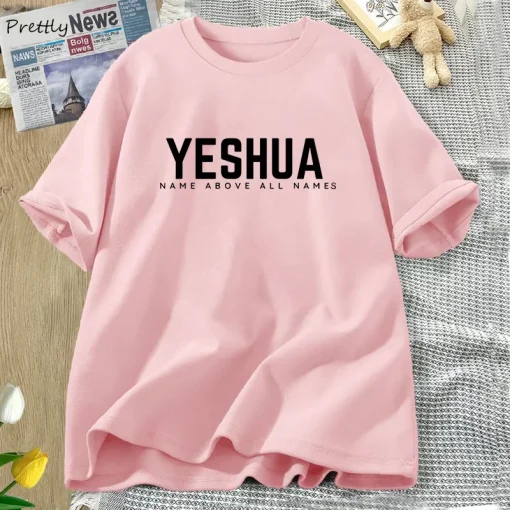 Vintage Yeshua Christian T-Shirt | Women’s Faith Shirt | Jesus Cotton Short Sleeve Letter Print Tee | Unisex Streetwear God Tops - Image 3