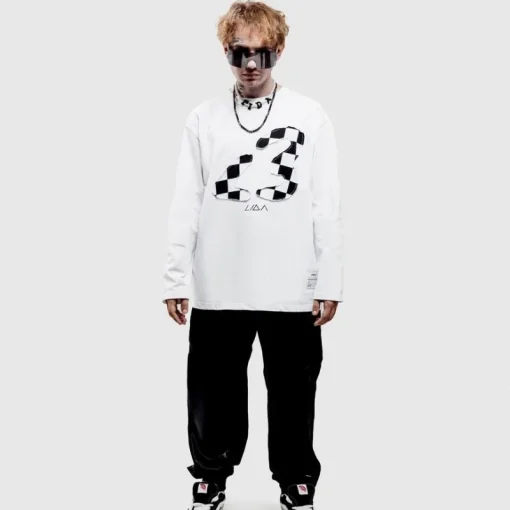 Y2K Lida Long Sleeve Plaid Applique T-Shirt - Unisex Harajuku Gothic Streetwear - Image 4