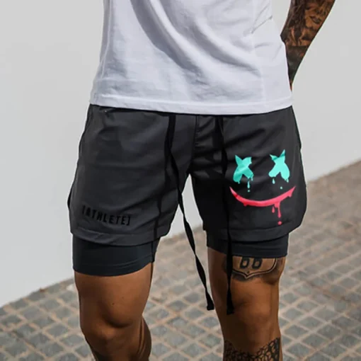 kf S89defb6c1063490b8fa6f7b26e7042b9m Men s Running Shorts Double Layer Sport Fitness Joggers Shorts 2024 Men Spring Summer New Short