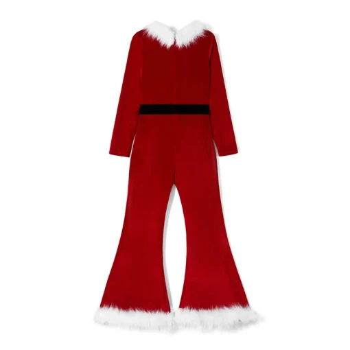 Women’s Red Christmas Costume – Cute Long Sleeve Flared Jumpsuit & Santa Hat Set for Cosplay - Image 5