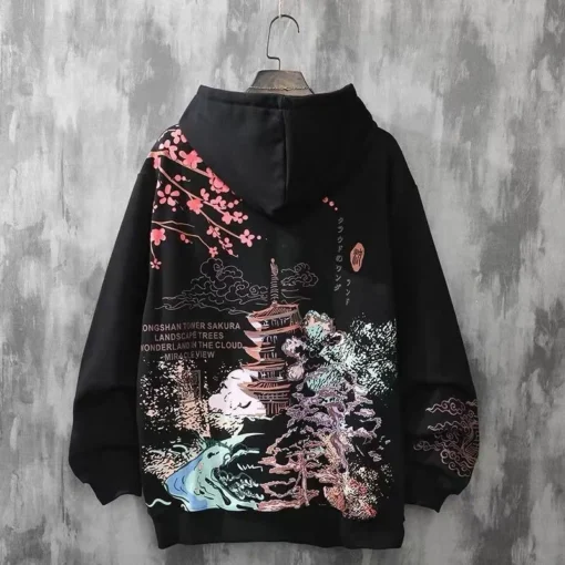 kf S8d873346baae4688b8059af3c1b173c0r Wholesale DropShipping Anime Hoodies Sweatshirts Chinese Style Black Hoodies Harajuku Oversized Pullovers Sweatshirts CS455