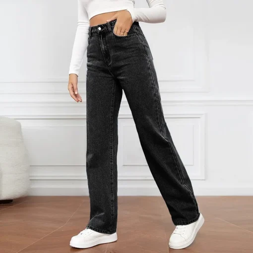 Women's High-Waist Straight Jeans – Vintage Blue 2024 - Image 5