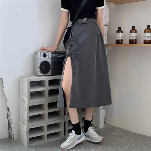 kf S8f887b60e0a04aa4a51a37a1205d7008w Long Skirt Women Solid Simple All Match High Waist Womens Korean Fashion Females Casual Comfortable Vintage