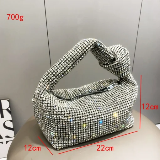 kf S91944ca36c7b46939803a07ec972af2aQ handmade Rhinestones Evening bag silver Crystal handmade Bags for Women Purses and Handbags Luxury Designer banquet