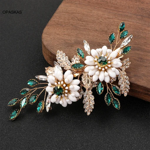 Bride Hair Clips Rhinestones Floral Hairpin Barrettes Bridesmaid Wedding Hair Accessoreis For Women Queen Hair Jewelry 2023 New