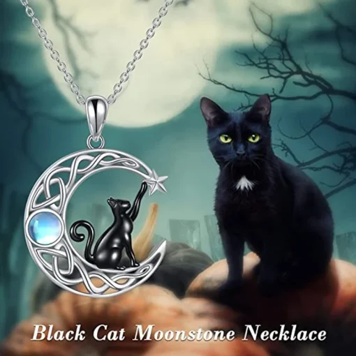 kf S947676b8ca2c49f3aacff752ae21e688u 2024 New Cat Moon Stone Chokers Necklace Sparkling Colorful Rhinestone Pendant Necklaces for Women Fashion Gothic