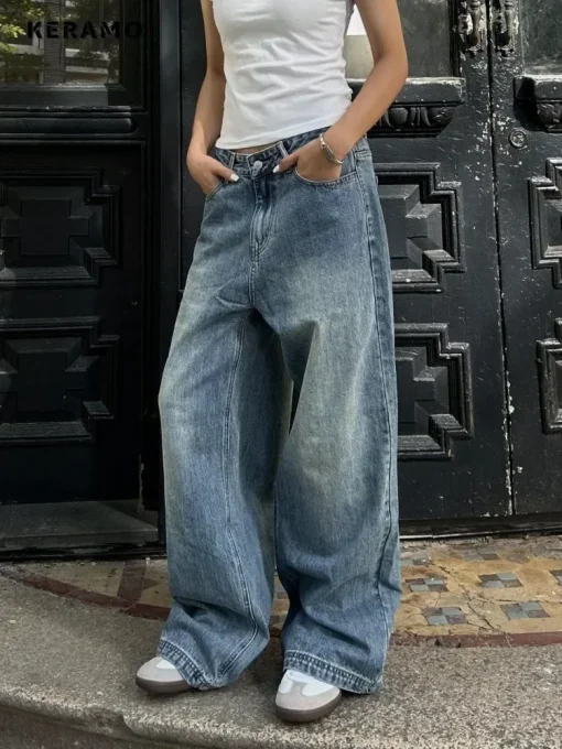 Women's Vintage Washed Harajuku Jeans – Y2K Summer 2024