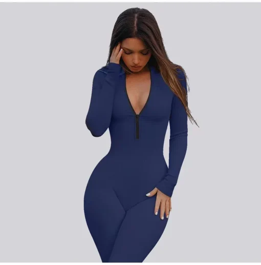 2024 New Women's Fitness Jumpsuit – Casual Sport Workout Romper with Zipper - Image 6