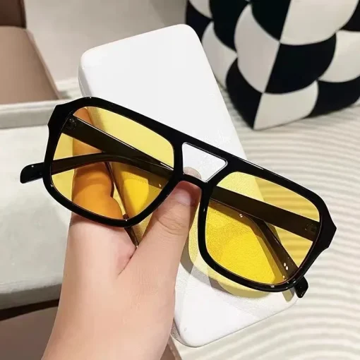 kf S9b0520011dc84a639b42b6d569a0eb84r 2024 Vintage Oversized Sunglasses Fashion Men Women Square Shades Eyewear Trendy Ins Popular Brand Design UV400