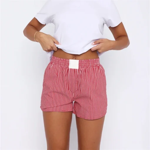 kf S9bcd6723f3cb49158ddcf452f020b005i Women Y2K Vintage Striped Pajamas Shorts Women s Fashion Loose Shorts Stripe High Elastic Waist Short