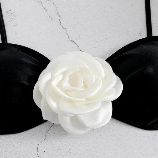 Sexy Flower Bandeau Thong Bikini Set for Women – 2025 Swimwear - Image 3