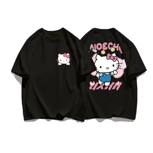 Summer Hello Kitty Casual T-shirt for Women – Loose Fit, Korean Y2K Streetwear - Image 4