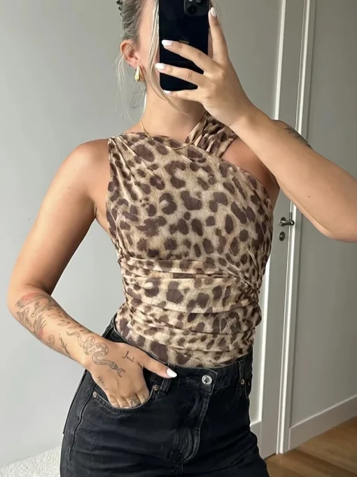 kf S9dcf6cde918a4c08b838f376765cb6780 Sexy Women Mesh Leopard Bodysuits 2024 Fashion Ladies Vintage Slim Transparent Bodysuit for Female Holiday Chic