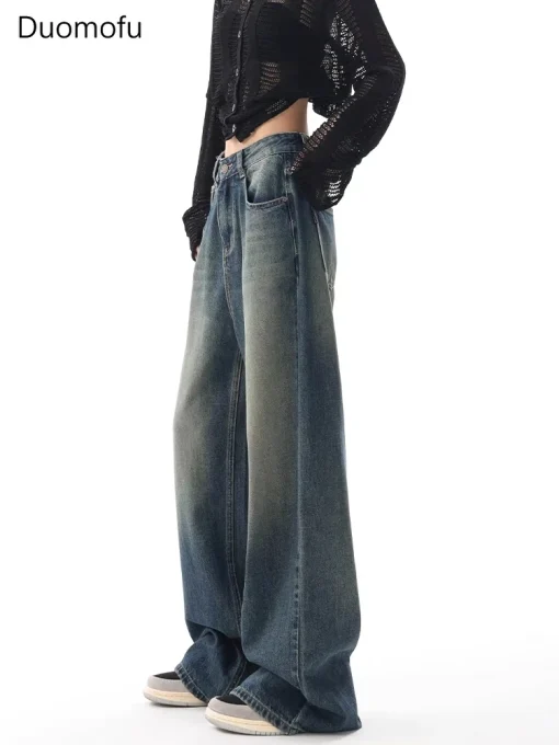 Women’s High Waisted Straight Jeans – Vintage Chic, Button Fly, Casual Full-Length - Image 4