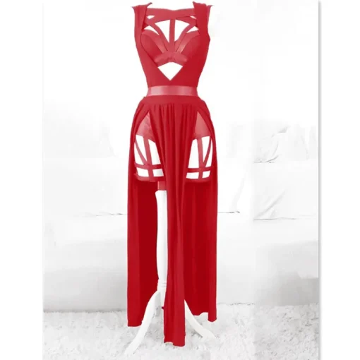 kf S9e96c7380a35462ca5c0c035656e3a284 New 3 Pieces Sets Women Dress with Chest Pads Gothic Sexy Erotic Lingeries Party Wear Red