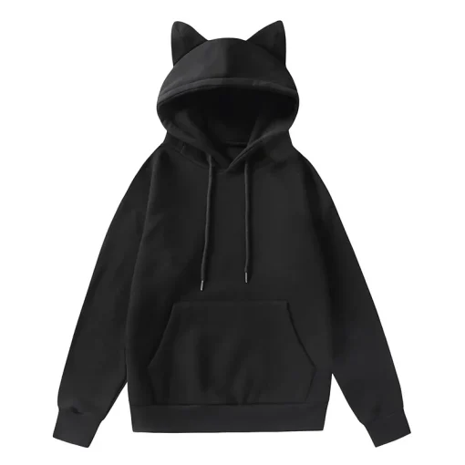 2024 Men's Cat Ears Hoodie - Cute Japanese Pullover Sweatshirt