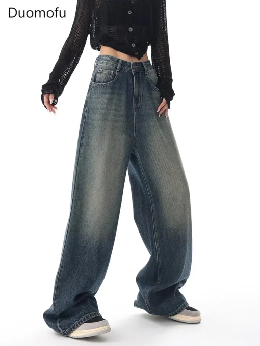 Women’s High Waisted Straight Jeans – Vintage Chic, Button Fly, Casual Full-Length - Image 3