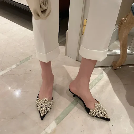 New Crown Pearl Flats Women Wedding Shoes Pointed - Image 7