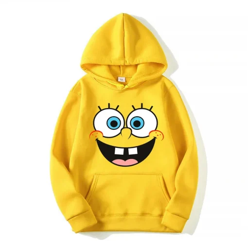 kf Sa2d6c4e48a4e44ff97fe3d0f2350ff803 SpongeBob Cartoon Anime Women Hoodie 2024 New Fashion Yellow Men Pullover Tops Spring Autumn Couple Sweatshirt