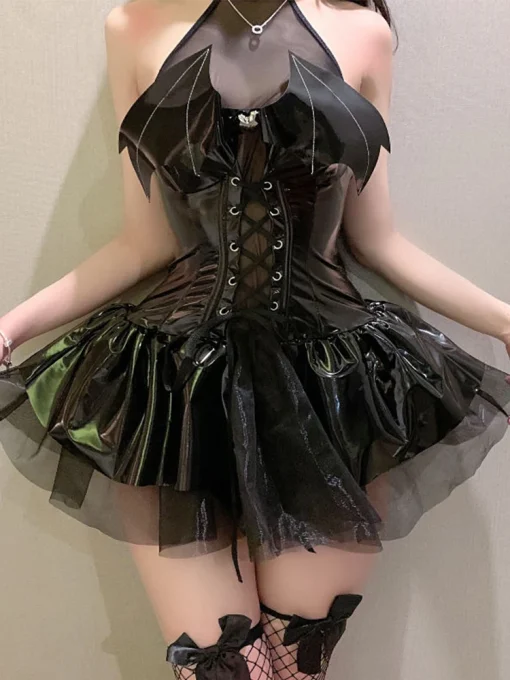 Sexy Cosplay PU Dress – Harajuku Streetwear Grunge Punk Gothic Dress - Image 3