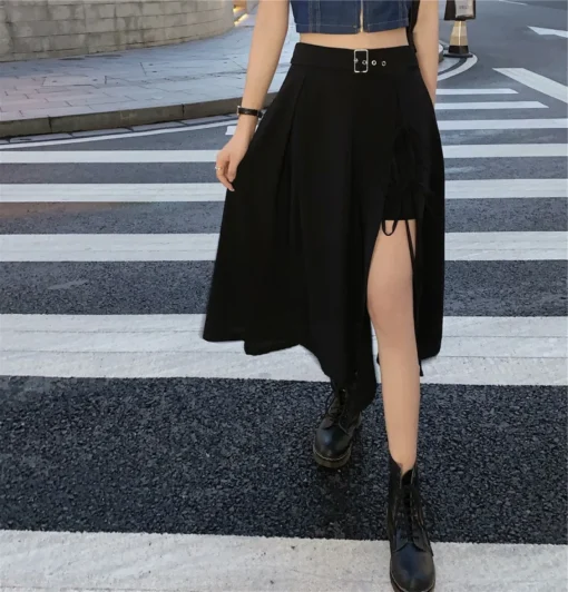 kf Saaec7af630d24db78f22612dc40d0864O Long Skirt Women Solid Simple All Match High Waist Womens Korean Fashion Females Casual Comfortable Vintage