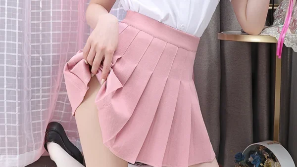 kf Sab583ebc24de4377bc6dde4c57320140Q Harajuku Skirt No Panties Pleated Elastic High Waist Cosplay Sexy Goth Kawaii Punk Y2k Clothes Faldas