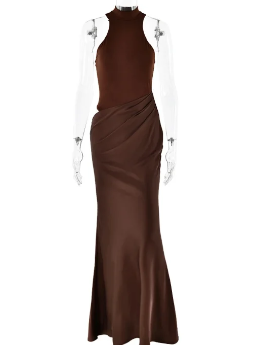 Satin Sexy Hollow-Out Women’s Maxi Dress – High-Waist Sleeveless Party & Clubwear Dress - Image 6