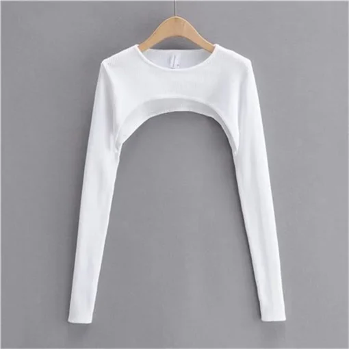 kf Sb3227547e015438d81fd304324f3451el Sexy Elegant Super Short Long Sleeve T shirts Women s Cropped Top Ladies Solid Vintage Crop