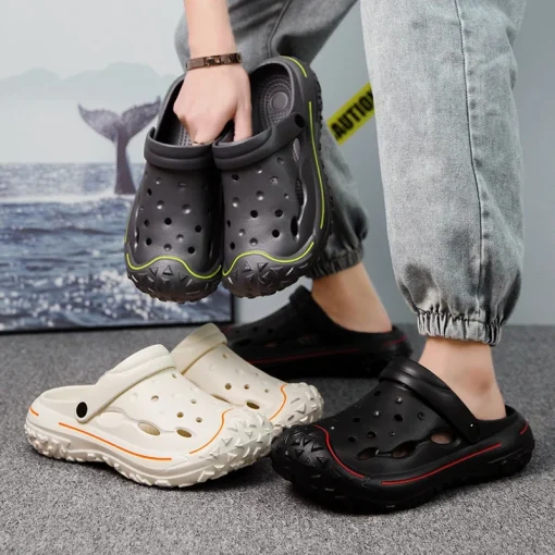 kf Sb52e7b2e6478418a886b2989b3232b8bJ Summer Men s Slippers 2024 Outdoor Gardan Clogs Male Casual Shoes Fashion Luxury Sandals Comfort Home