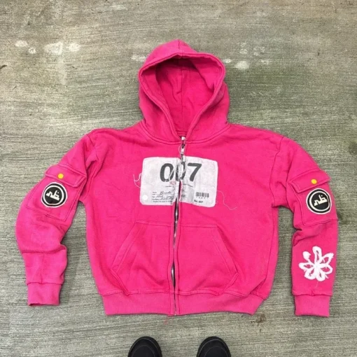 Y2K Zip Up Hoodie - Harajuku Streetwear with Patch Embroidery - Image 5