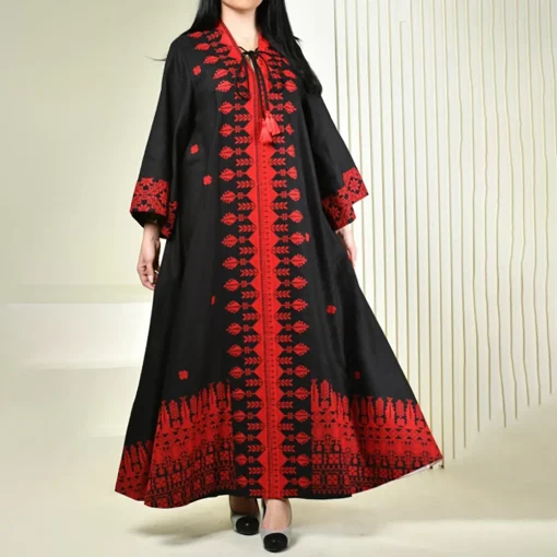 kf Sb573cff9486c410fb08306f1695f7b22Q African Abaya Clothing For Women Dress Casual Loose Long Sleeve Print Ladies Muslim Dress Fashion Elegant