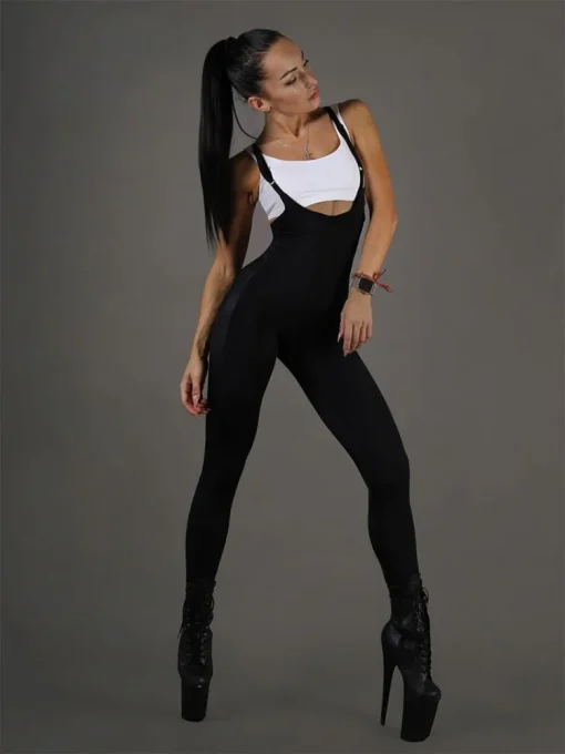 Women’s PU Sleeveless Jumpsuit – Backless Fitness Sports Bodysuit for Summer - Image 3