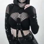  Sba7c86529 Black Gothic Crop Top Women Hoodies