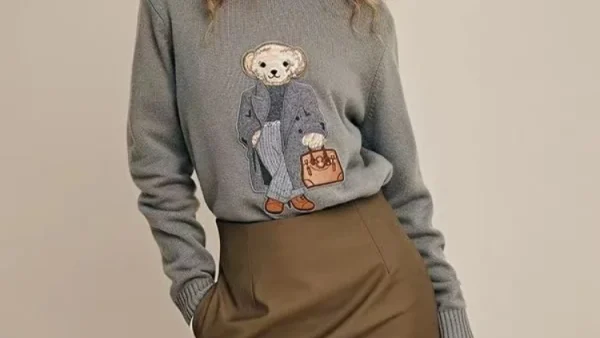 kf Sbbefa9daa195425fa3be042a849565075 Spring Cashmere Women s Pullover Ralph Bear Sweater Stylish Casual Loose Fit O Neck Knit Lauren