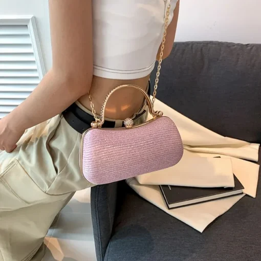 kf Sbdff37787add4186ac06eb39fd96003b3 Evening Clutch Bag Women Bag Shiny Handbag Heart Shape Metal Clutches Bag Fashion Chain Shoulder Crossbody