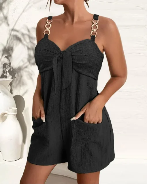 kf Sbfe37c58d19a4287ac945c06c2f328f5m Rompers with Suspender Buckle and Knot Chic Fashion Summer Daily Casual High Style Form fitting