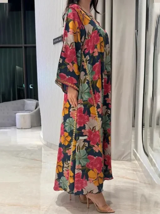 kf Sc23fd8989480462f950150a5bbfdc3aev Women Clothing Dress Summer Autumn Long Sleeve Female Robe Dress Loose Causal Flowers Printed Ladies Long