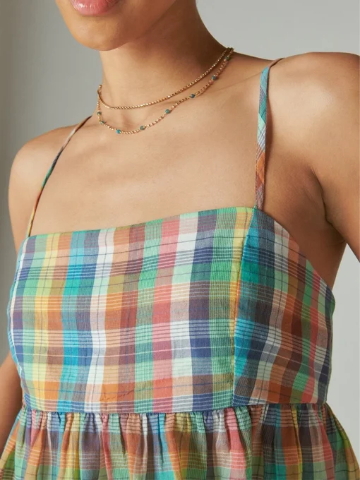 kf Sc34badbf1d2743a0aaf16fc9b2b0bc13C Summer Women s 00s Fairycore Plaid Crop Camisole Fitted Square Neck Spaghetti Strap Ruffle Kawaii Harajuku