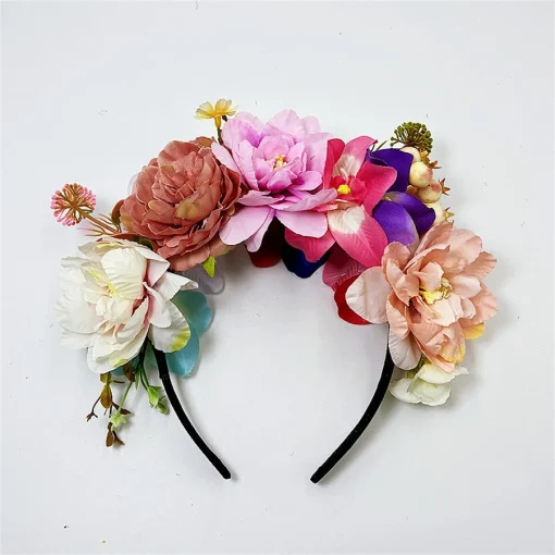 kf Sc41ffbc9bab64a96a6a696b9804fa4b6N New Fashion personality Boho Flower Crowns Headband For Women Faux Floral Hairband Wedding Art Photography Hair